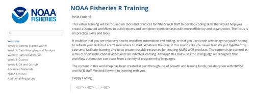NOAA Fisheries West Coast Region R Training Website