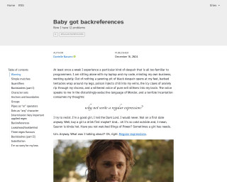 Screenshot of Baby got backreferences