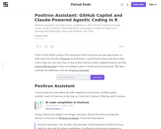 Screenshot of Positron Assistant: GitHub Copilot and Claude-Powered Agentic Coding in R