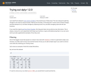 Screenshot of Trying out dplyr 1.2.0