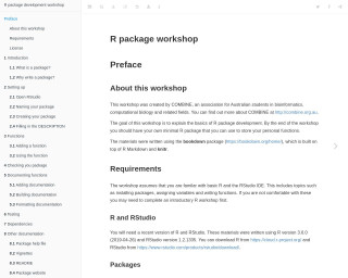 Screenshot of R package workshop