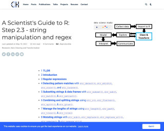 Screenshot of A Scientist's Guide to R: Step 2.3 - string manipulation and regex