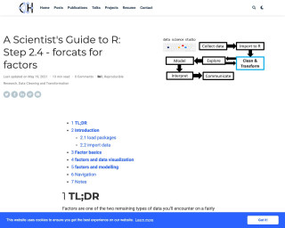 Screenshot of A Scientist's Guide to R: Step 2.4 - forcats for factors