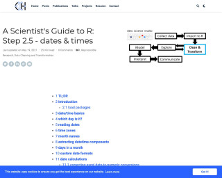 Screenshot of A Scientist's Guide to R: Step 2.5 - dates & times