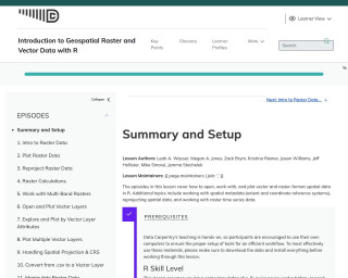 Screenshot of Introduction to Geospatial Raster and Vector Data with R