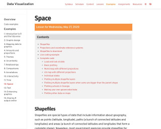Screenshot of Space lesson from Data Visualization course