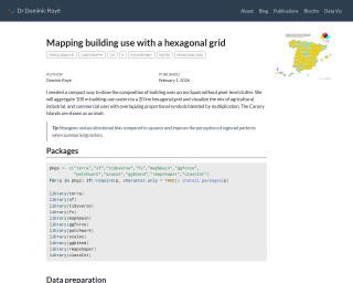 Screenshot of Mapping building use with a hexagonal grid