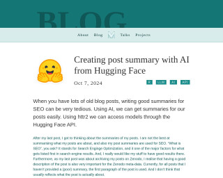 Screenshot of Creating post summary with AI from Hugging Face