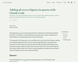 Screenshot of Adding alt text to figures in quarto with Claude Code
