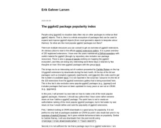 Screenshot of The ggplot2 package popularity index