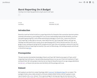 Screenshot of Burst Reporting On A Budget