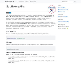 Screenshot of Access South Korean Data via Public APIs and Curated Datasets • SouthKoreAPIs