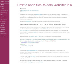 Screenshot of How to open files, folders, websites in R
