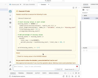 Screenshot of Positron’s AI-powered Databot Tool