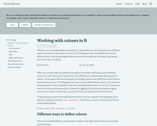 Screenshot of Working with colours in R