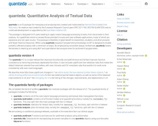 Screenshot of Quantitative Analysis of Textual Data with {quanteda}