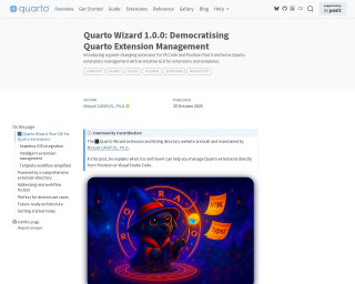 Screenshot of Quarto Wizard 1.0.0: Democratising Quarto Extension Management