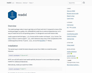 Screenshot of readxl