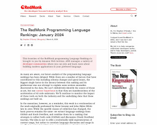 Screenshot of The RedMonk Programming Language Rankings: January 2024