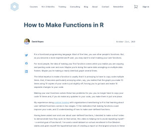 Screenshot of How to Make Functions in R
