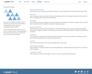 Screenshot of RStudio Cloud Primers: Visualize Data