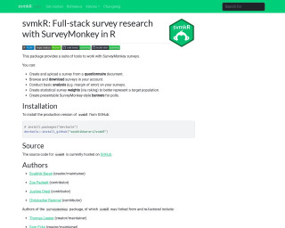 Screenshot of Full-Stack Survey Research with SurveyMonkey • svmkR