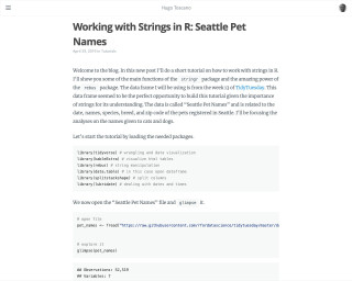 Screenshot of Working with Strings in R: Seattle Pet Names