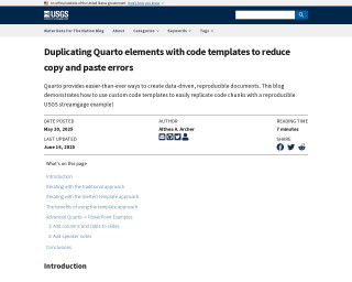 Screenshot of Duplicating Quarto elements with code templates to reduce copy and paste errors