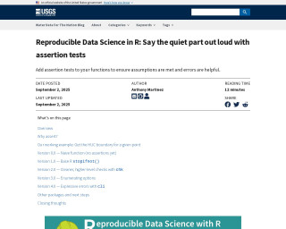 Screenshot of Reproducible Data Science in R: Say the quiet part out loud with assertion tests