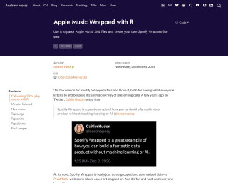 Screenshot of Apple Music Wrapped with R