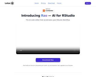Screenshot of Lotas - AI for RStudio | Rao Code Editor