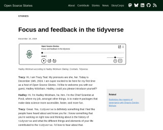 Screenshot of Focus and feedback in the tidyverse