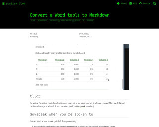 Screenshot of Convert a Word table to Markdown