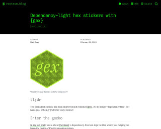 Screenshot of Dependency-light hex stickers with {gex}