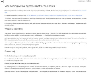 Screenshot of 'Vibe coding' with AI agents in scientific research