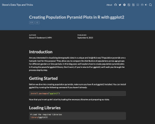 Screenshot of Steve’s Data Tips and Tricks - Creating Population Pyramid Plots in R with ggplot2